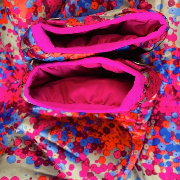 North Face 550 Goose Down Foral Puffer Big Girls Winter Coat Jacket Size XL /18 - Picture 11 of 14